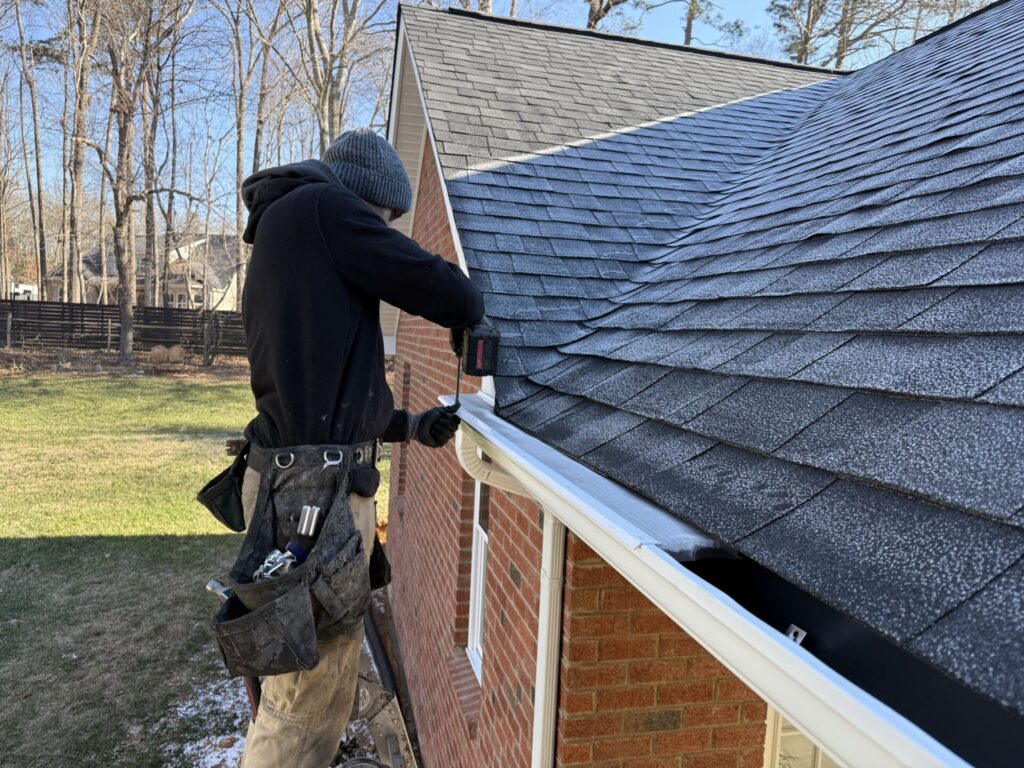 LeafFilter installer attaching gutter guards