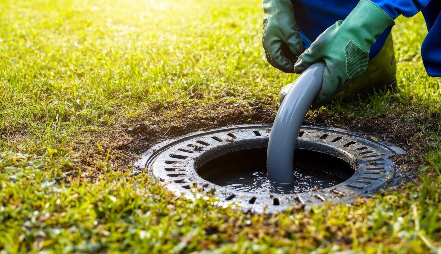 plumber pumping a septic tank