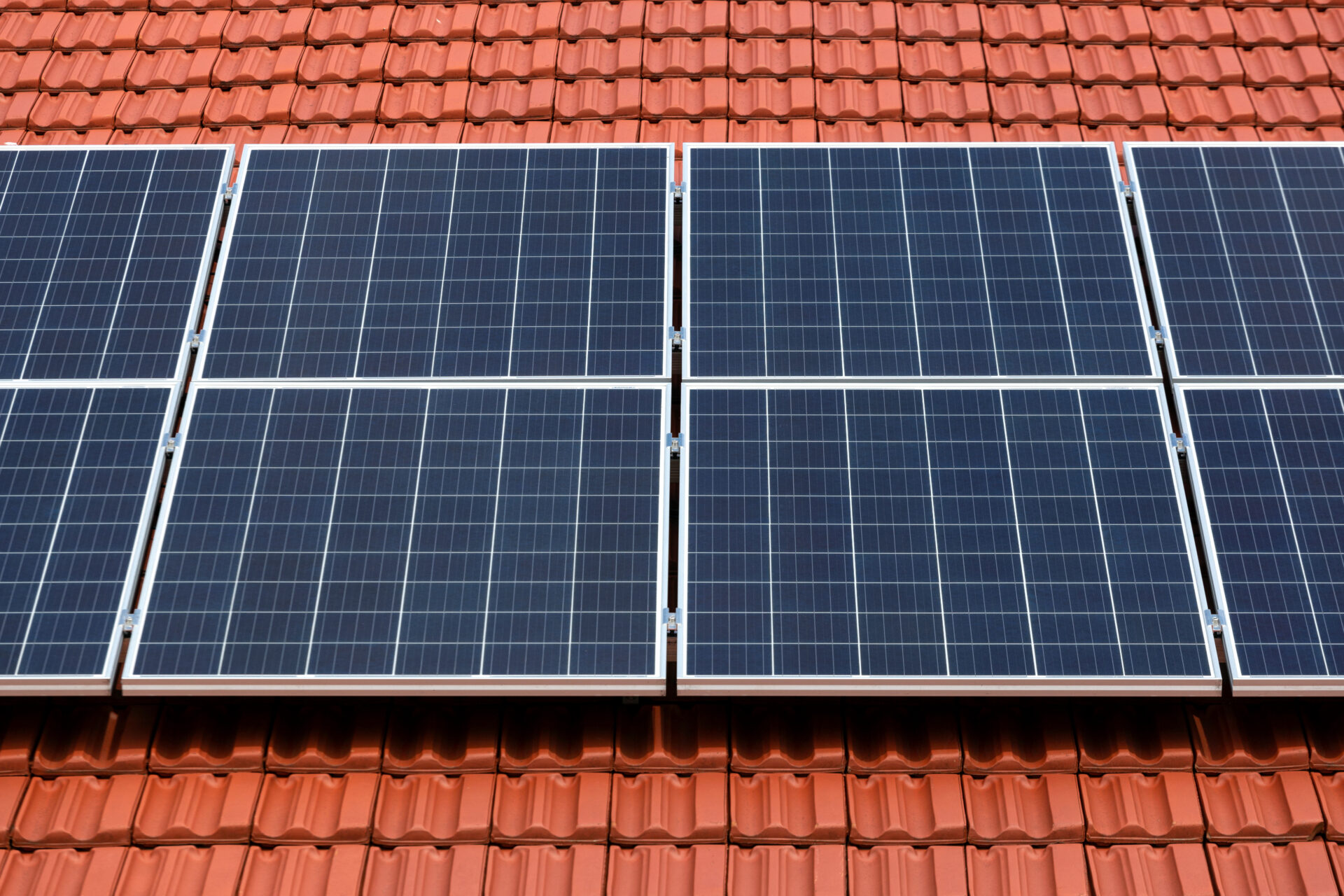 solar panels on a clay roof tile