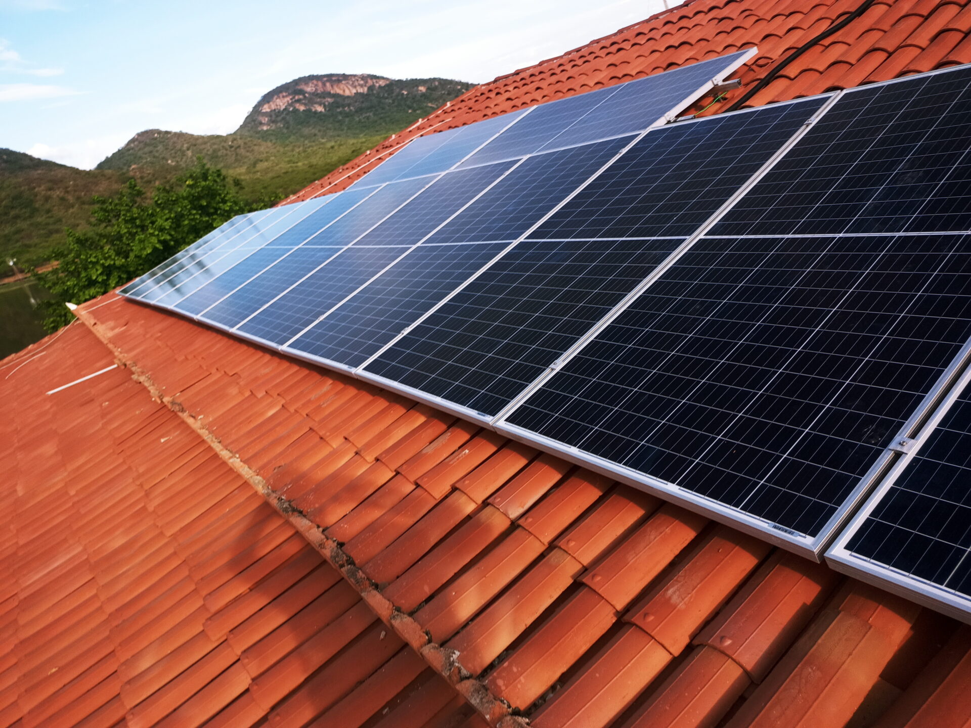 solar panels on clay roof