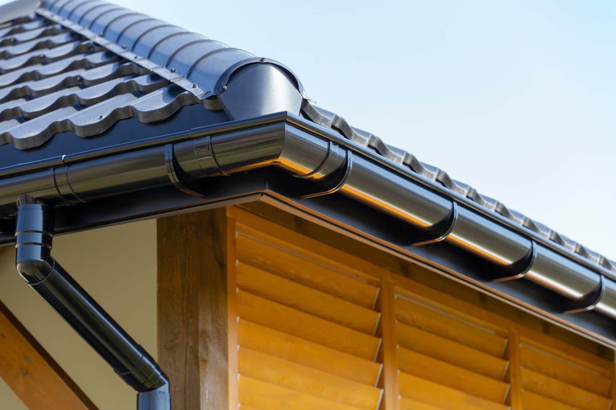 A black gutter on a house