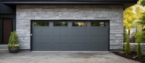 A home with gray double garage doors.