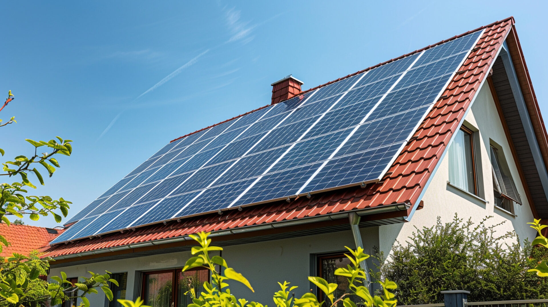 A house with solar panels on the roof.