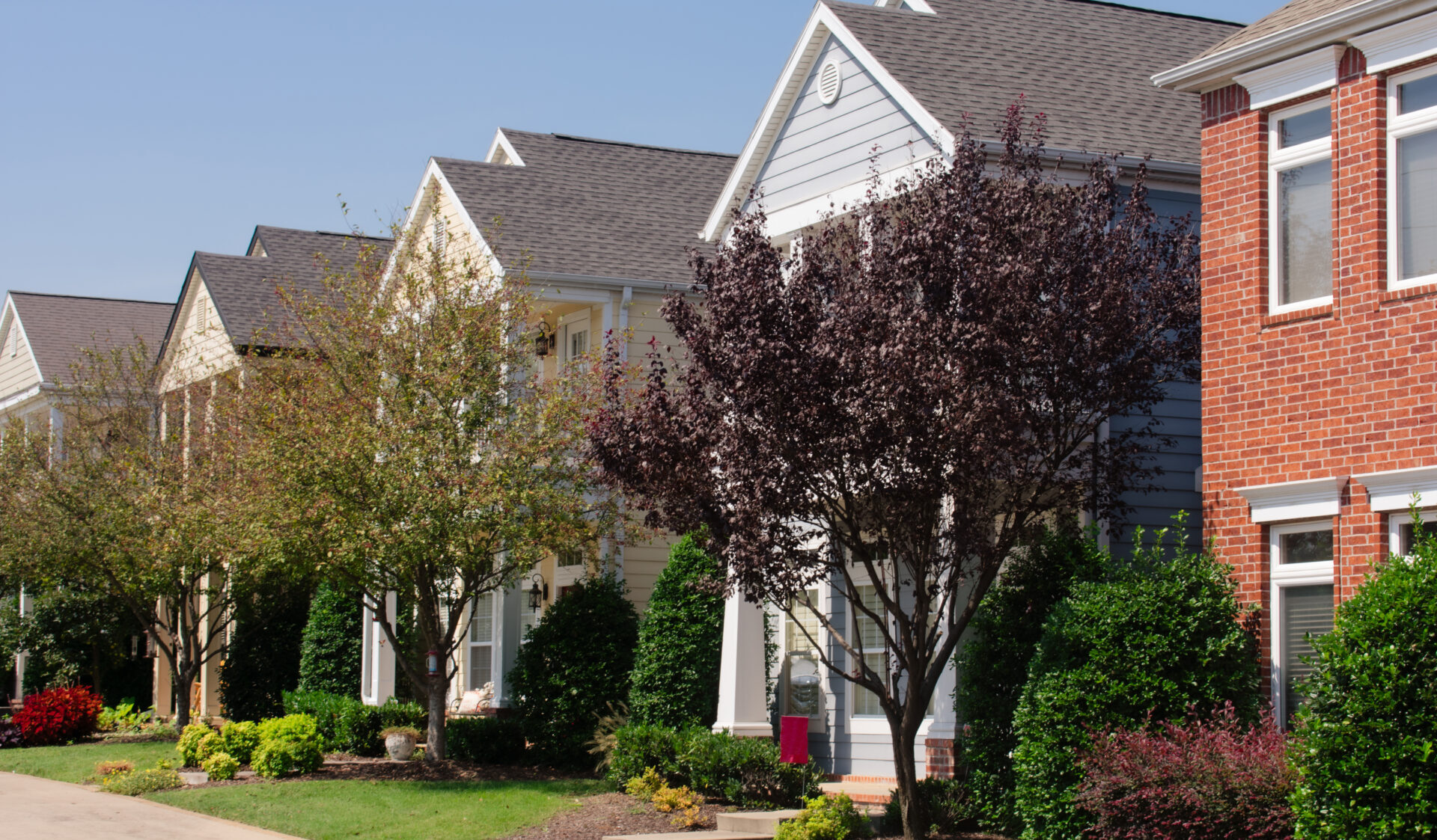 A line of home on a street in Arkansas