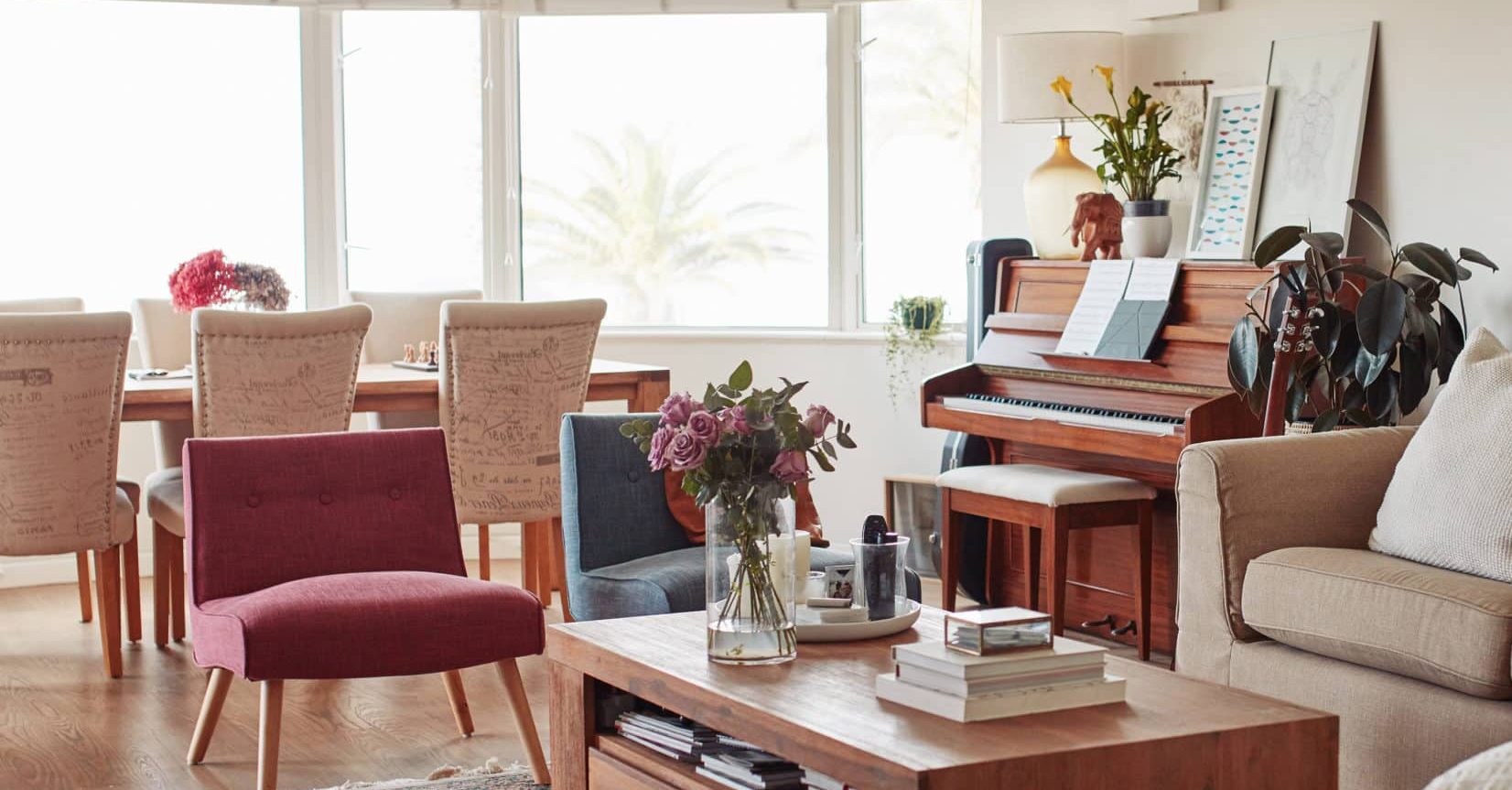 Nice living room with a Piano