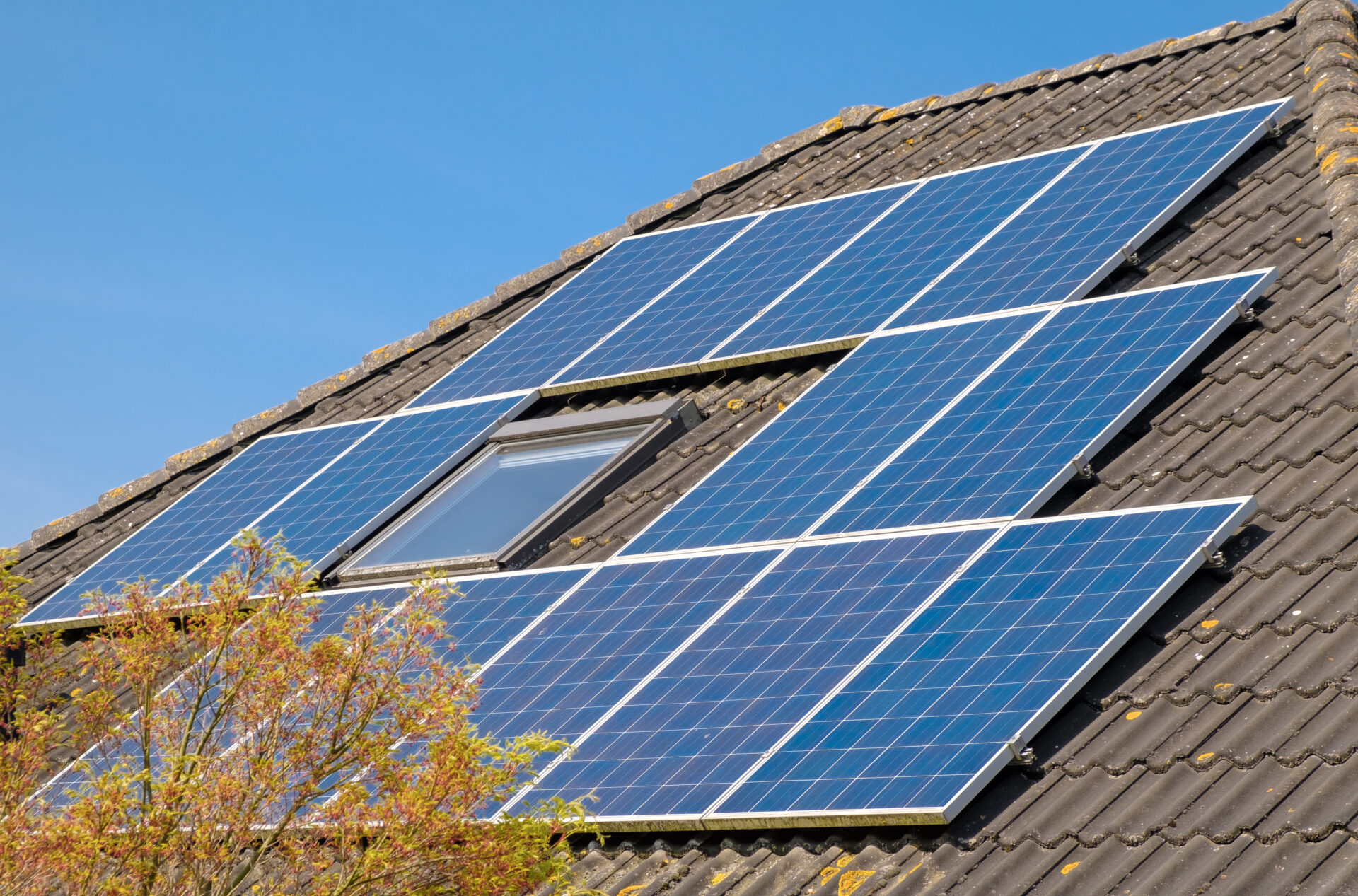 solar panels on a house roof