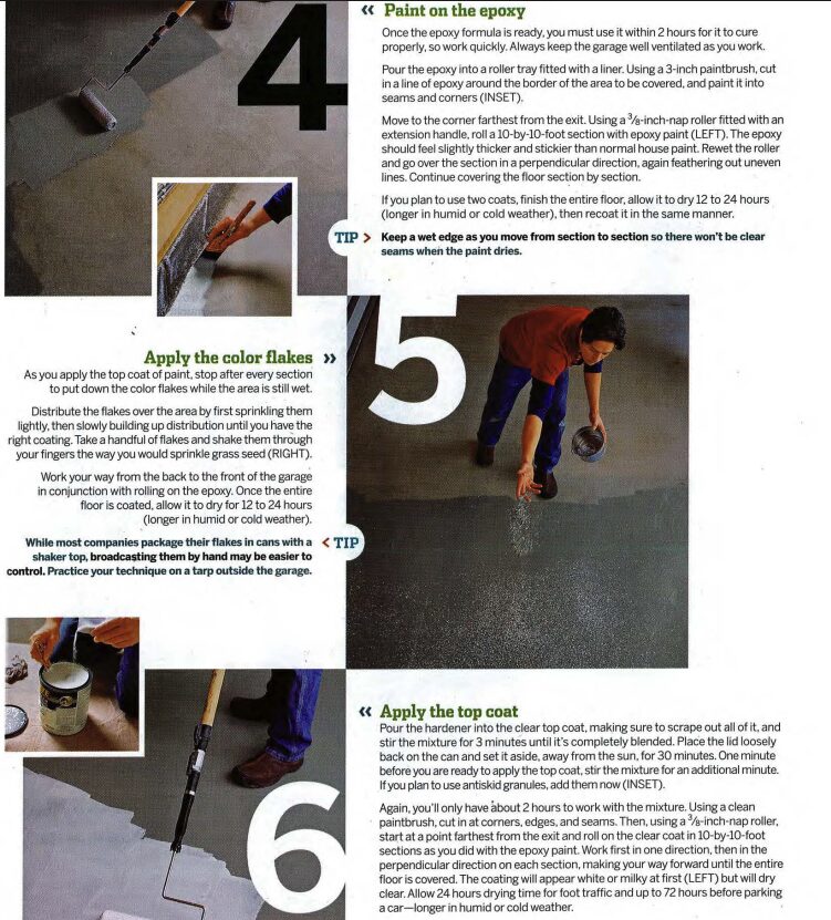 Step-by-step guide on installing epoxy flooring, finishing touches.