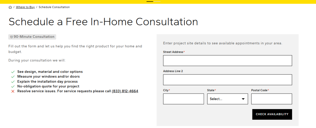 A screenshot of the Pella Windows consultation portal.