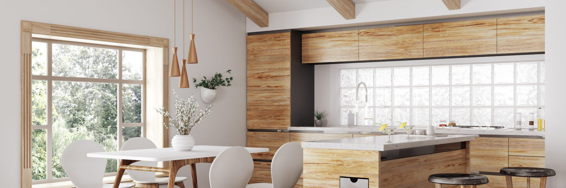 glass block windows in a modern kitchen