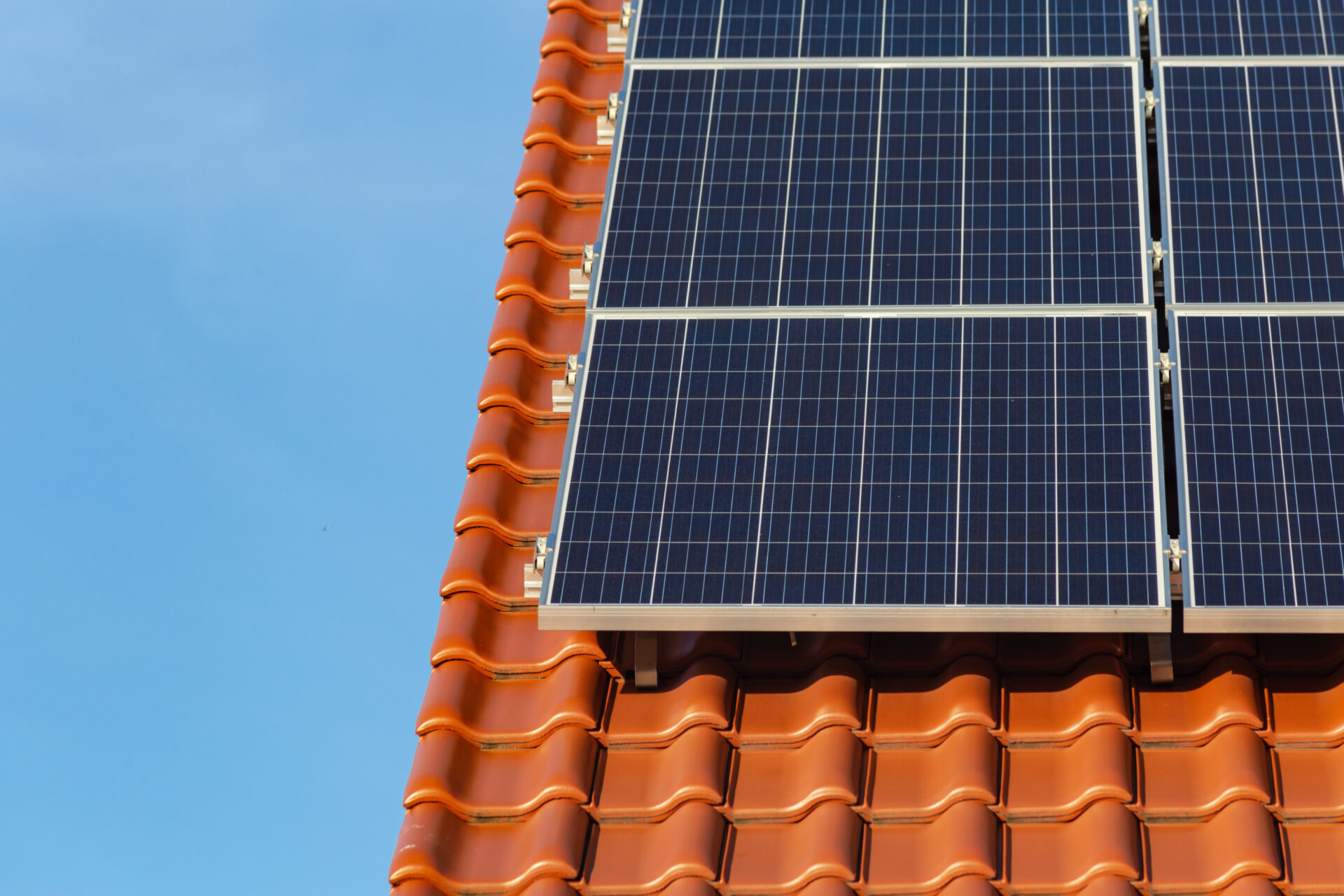 solar panels on a rooftop of a new building in
