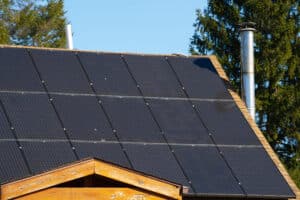 solar panels on a gable roof beautiful large modern house and solar energy