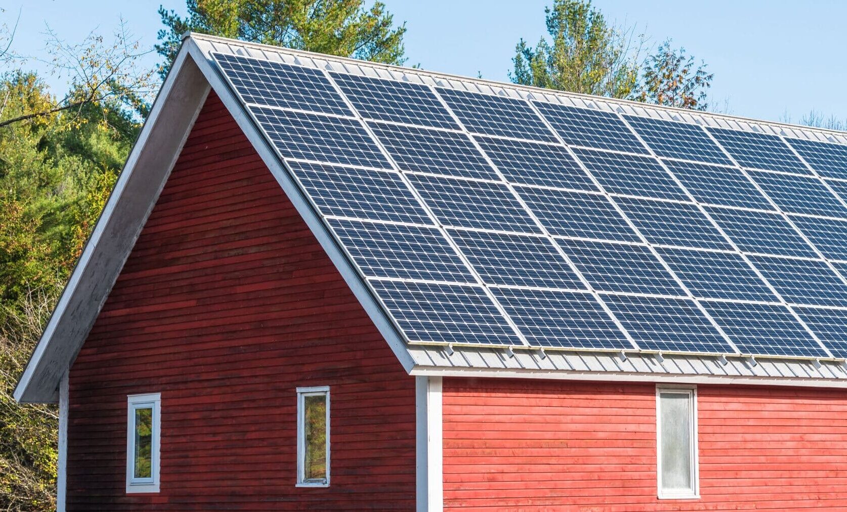 solar panels on a farmhouse in vermont