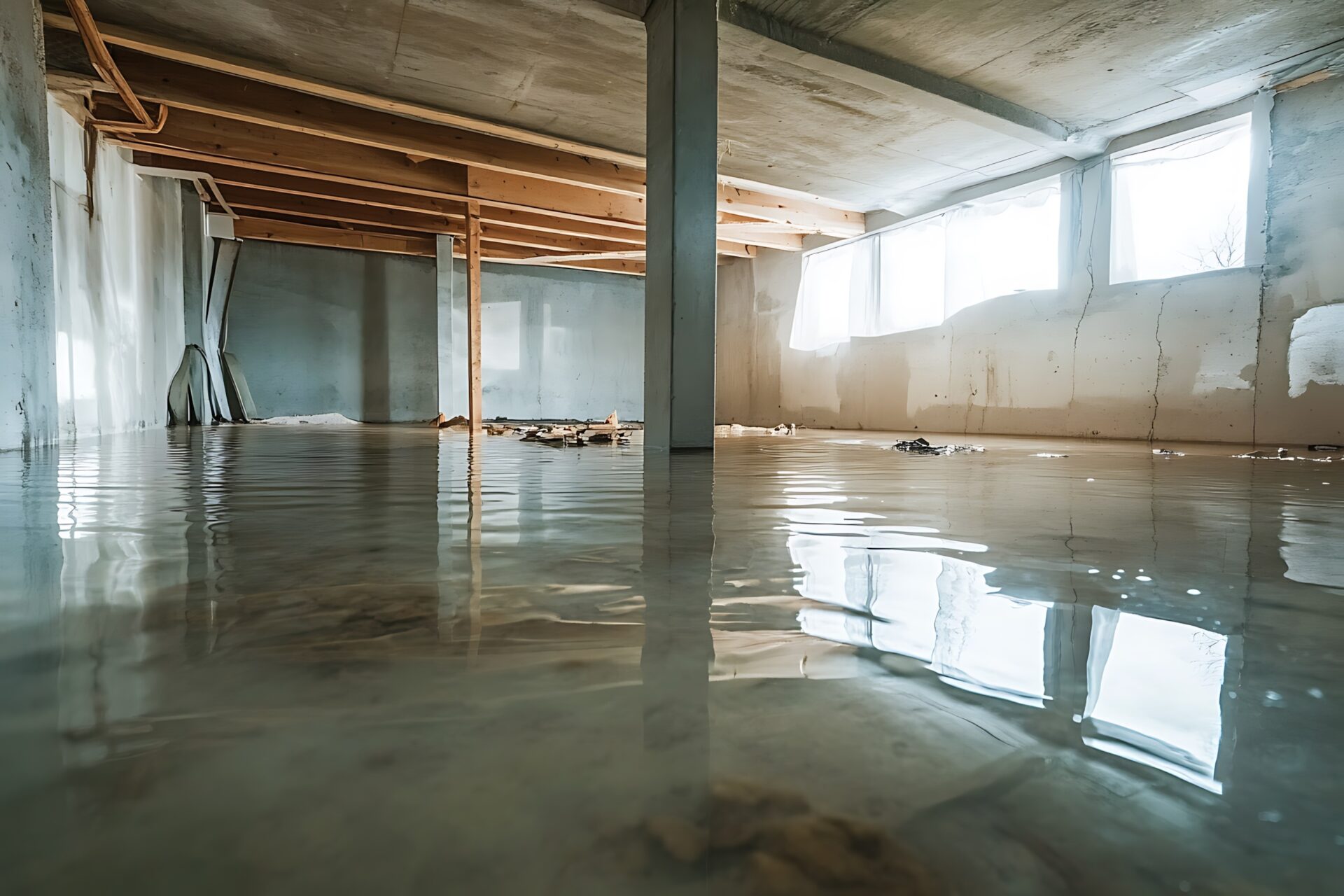 image of a wet basement that needs to be dried