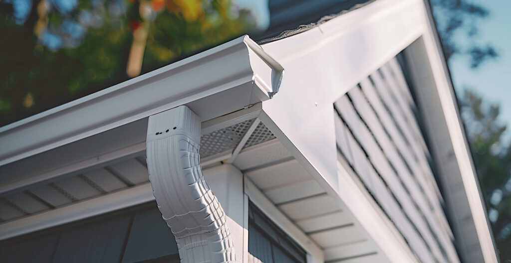 Close-up of K-style seamless gutters
