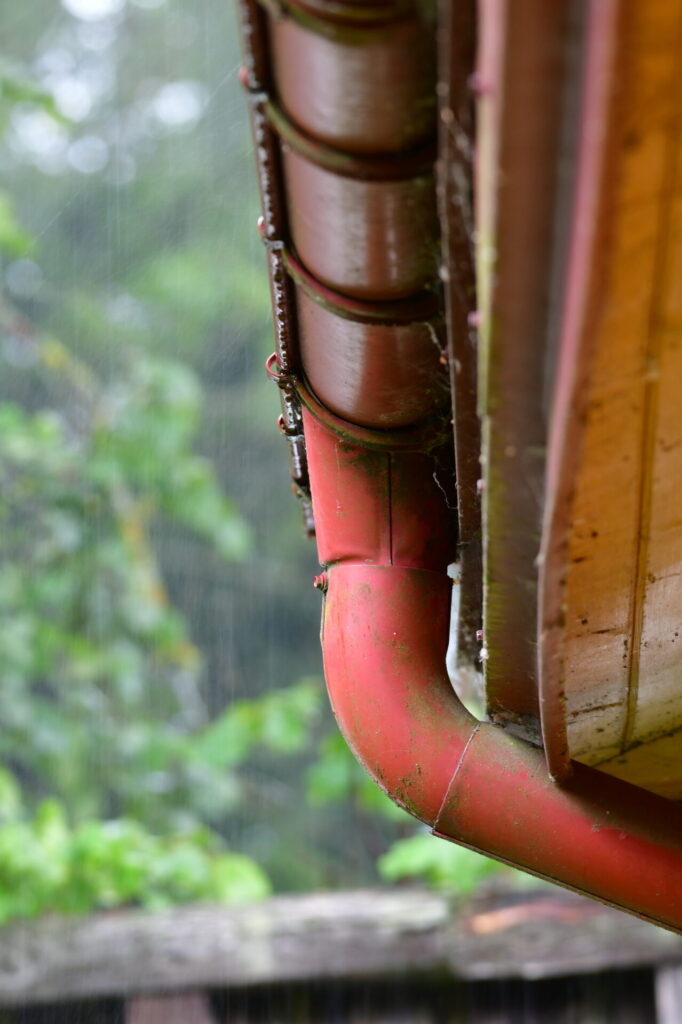A house with sectional gutters.