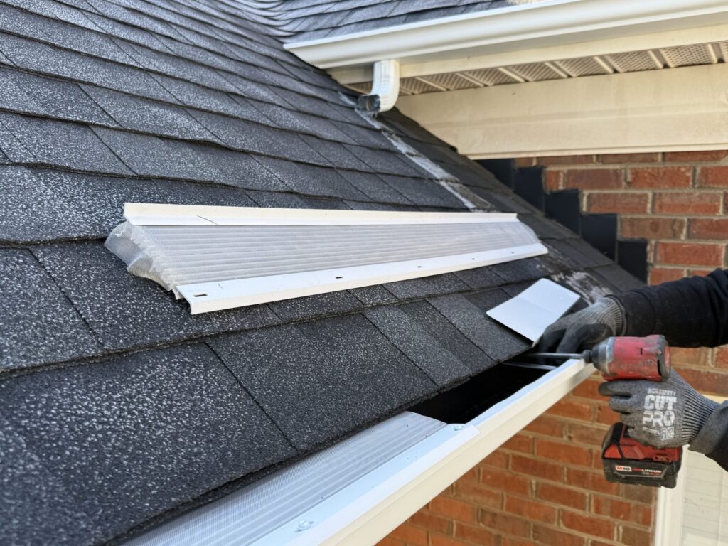 LeafFilter installed attached gutter guards to a gutter.