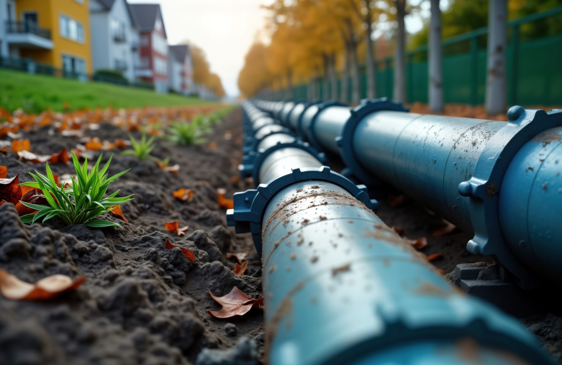 sewer line pipes laid in ground