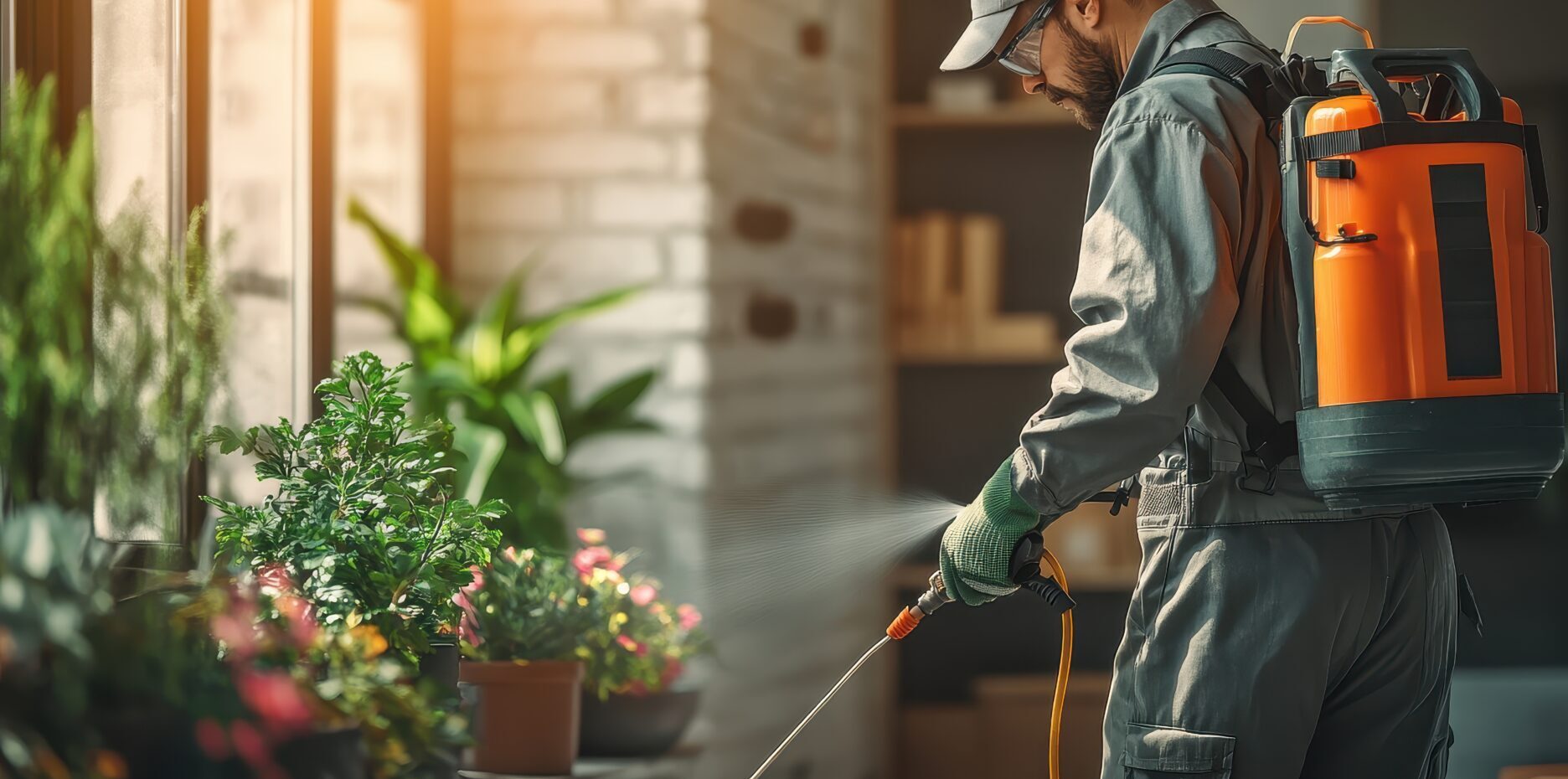 pest control expert spraying chemical solution