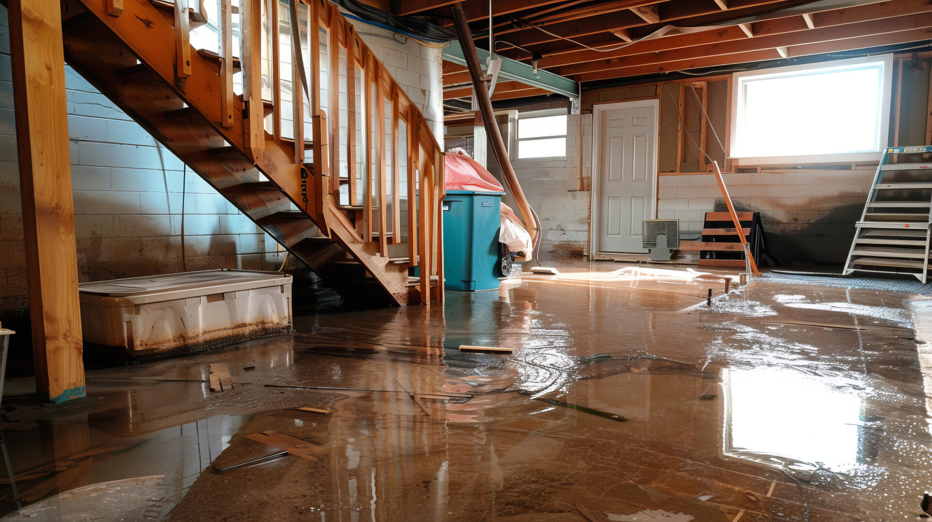 Image of a flooded basement and standing water