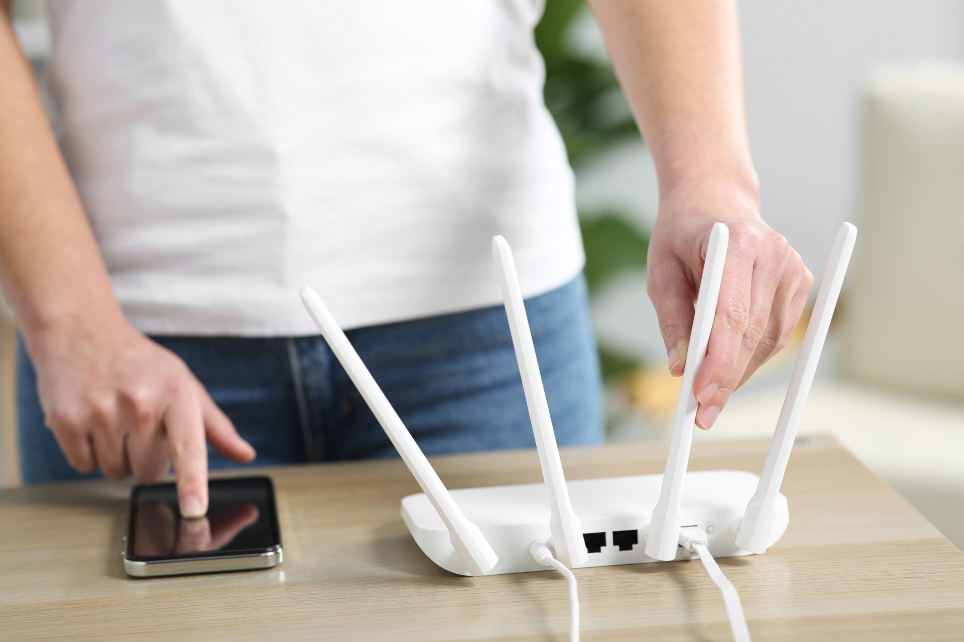 person setting up internet service
