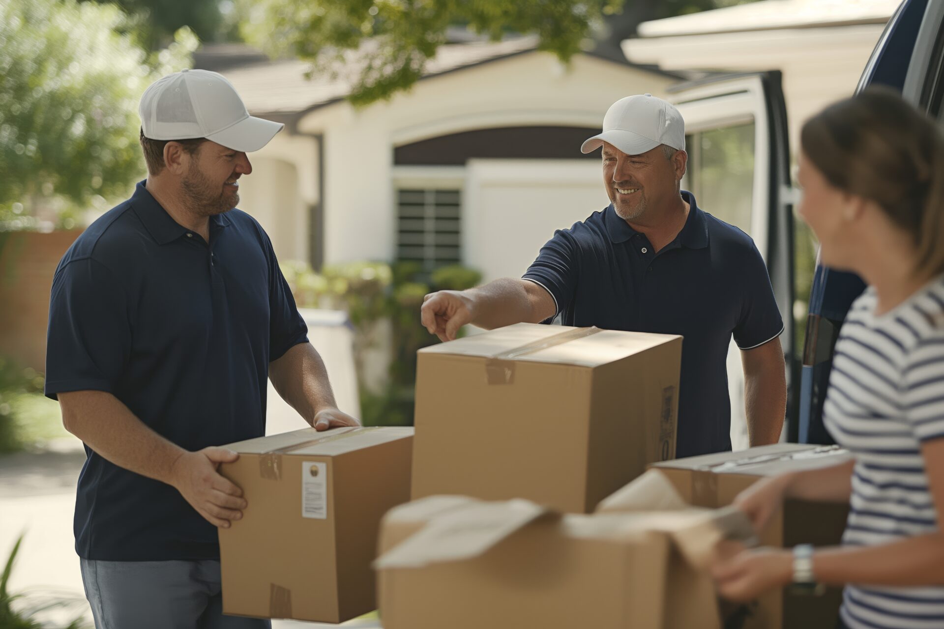 professional movers loading boxes into a truck