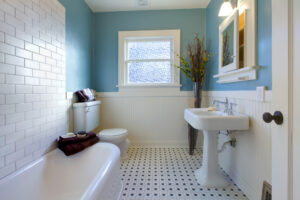 Antique luxury design of blue bathroom