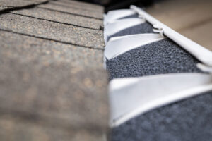 Newly installed foam gutter guards.