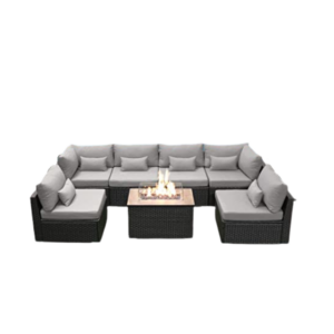 Sectional Patio Sofa and Fire Pit Table Image