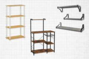 Best Kitchen Shelves on a gray graph paper backdrop.