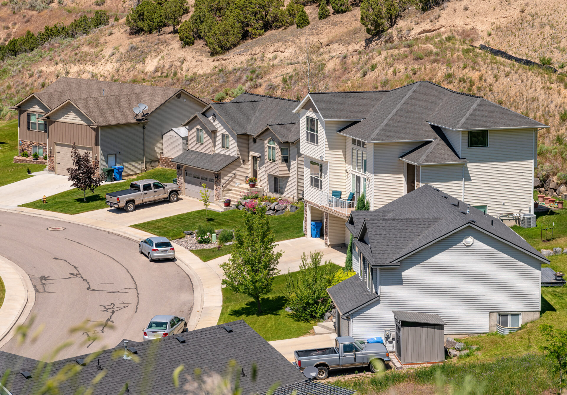 New Houses in a neighborhood in Pocatello Idaho state.