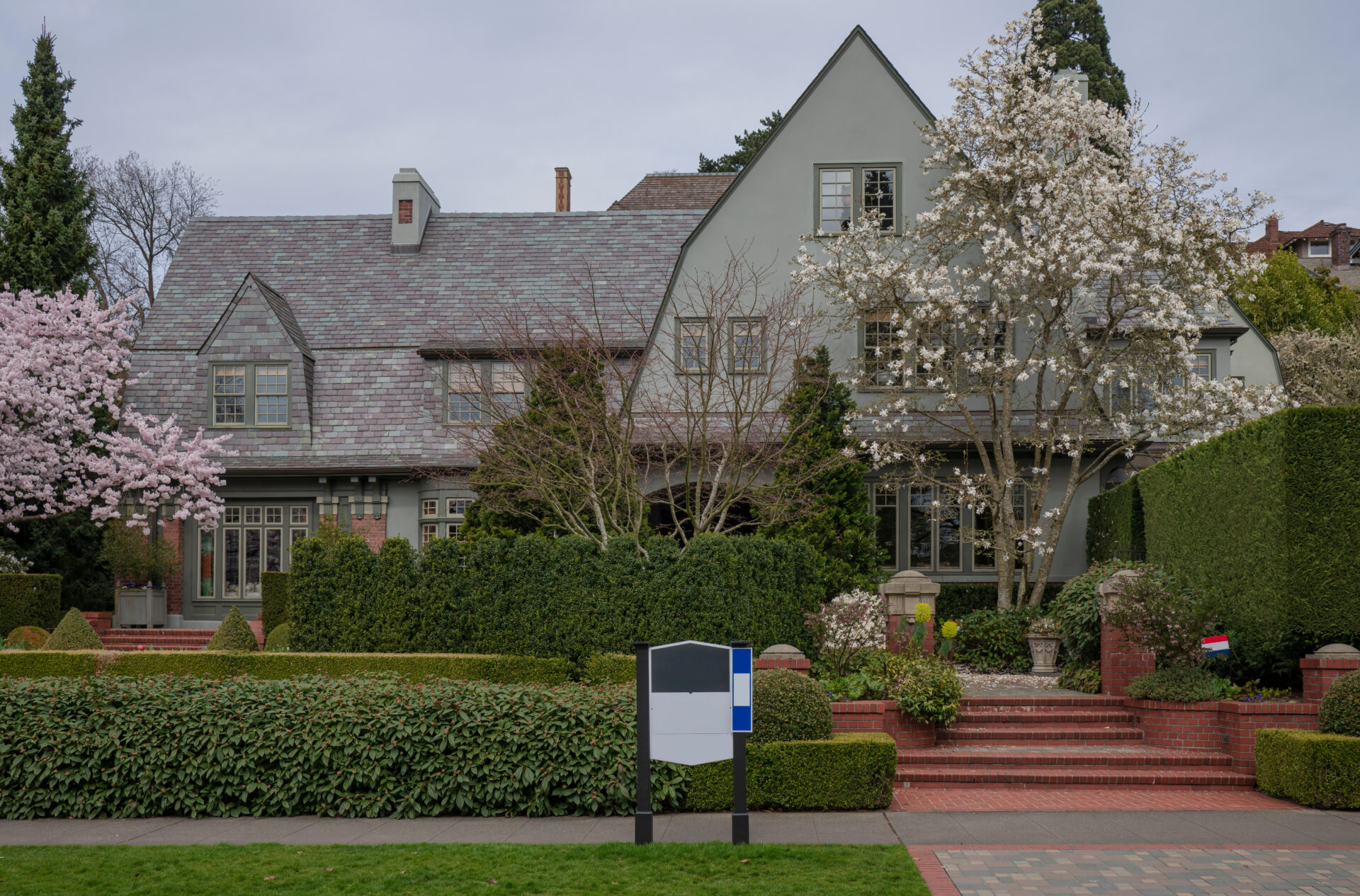 Large home Highland drive residential neighborhood Queen Anne in Seattle Washington.