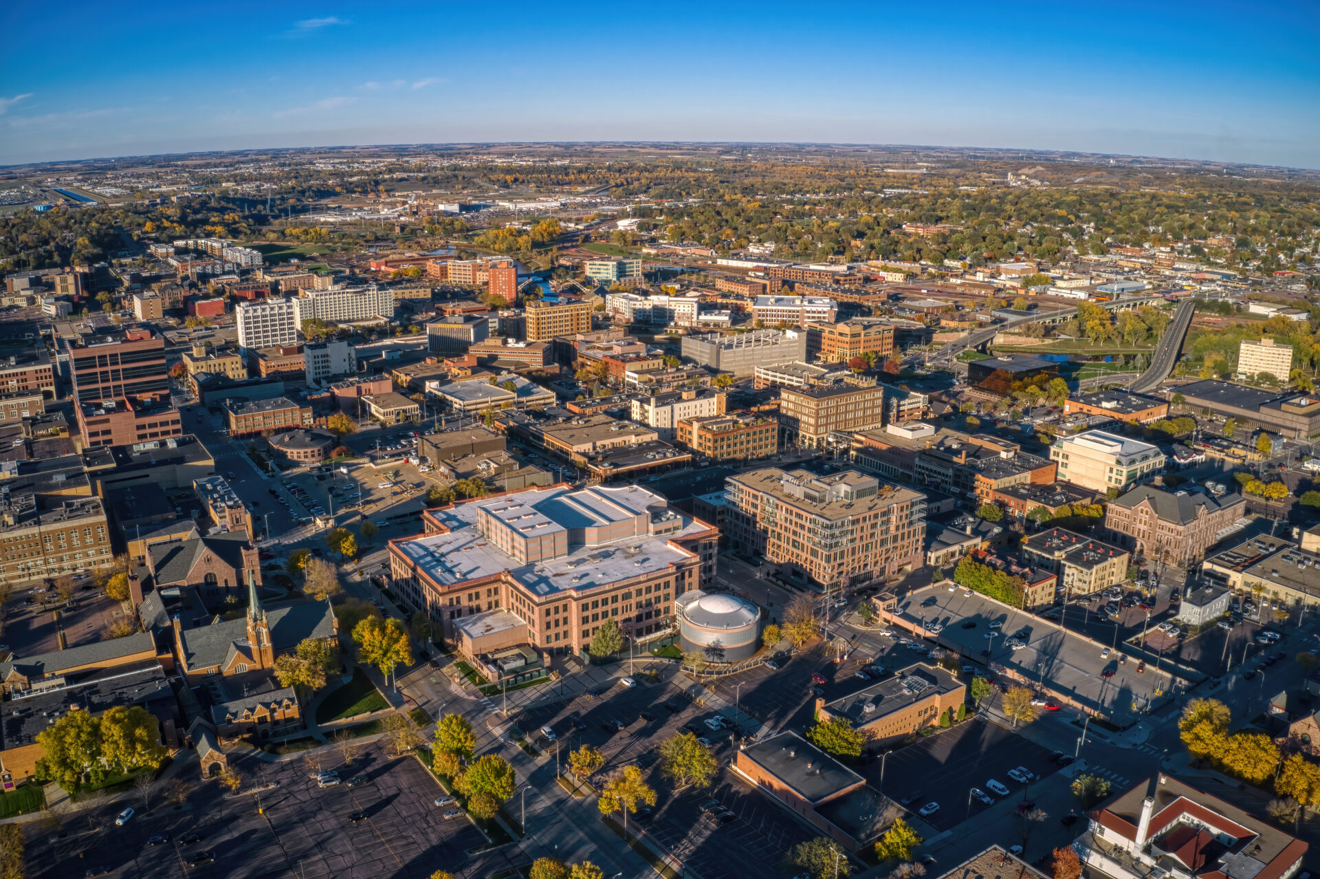 Aerial View of Sioux Falls, South Dakota in Autumn