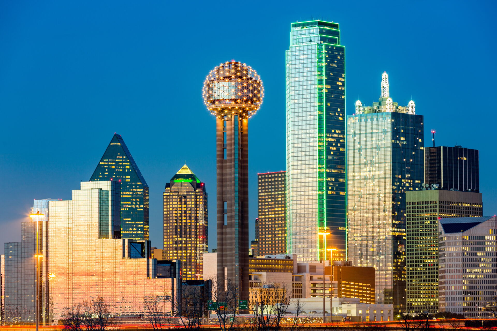 Dallas skyline at sunset.