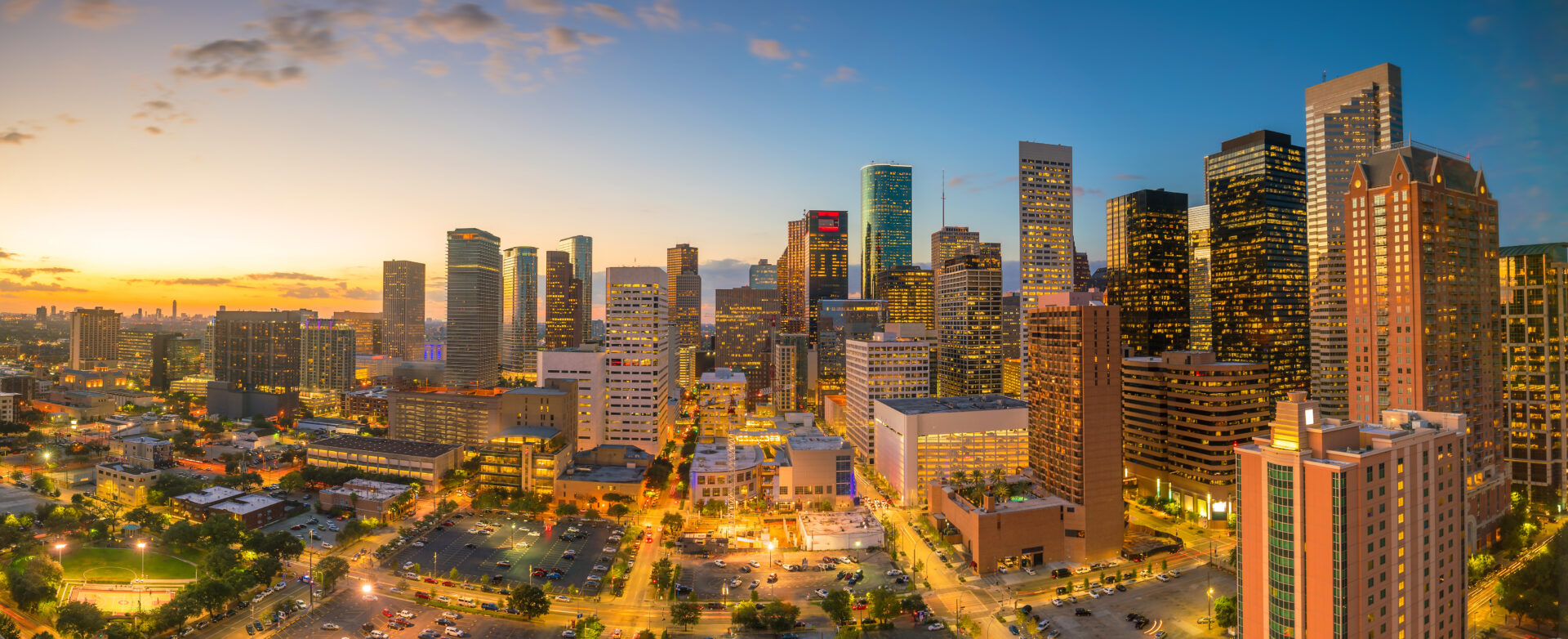 Downtown Houston skyline.
