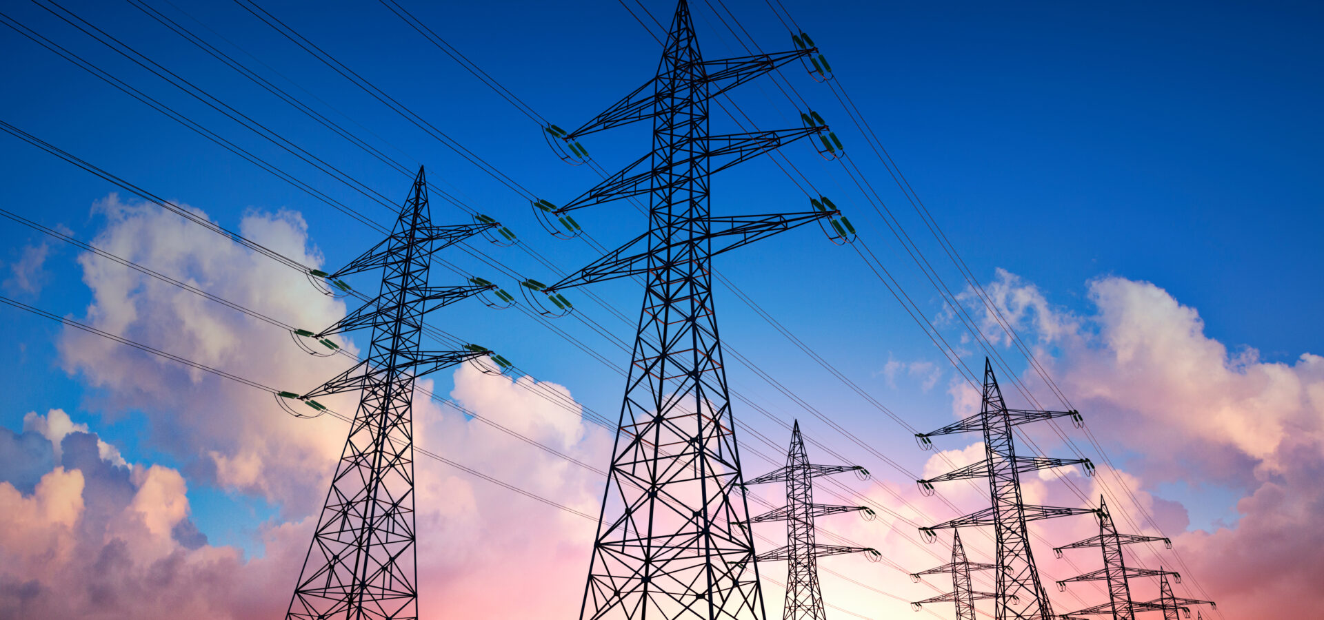 High voltage power lines in the sky