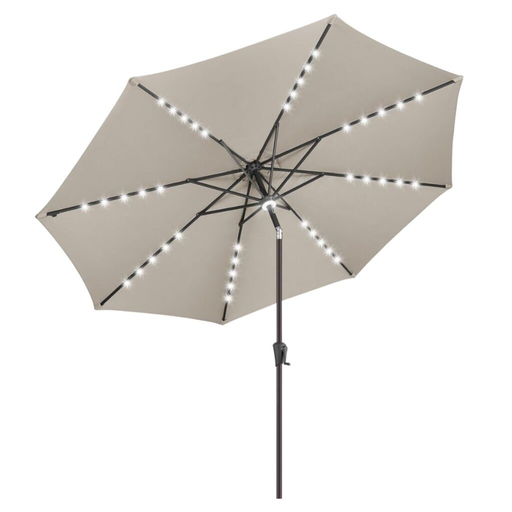 Tilting Patio Umbrella + Solar Lights (UPF 50)