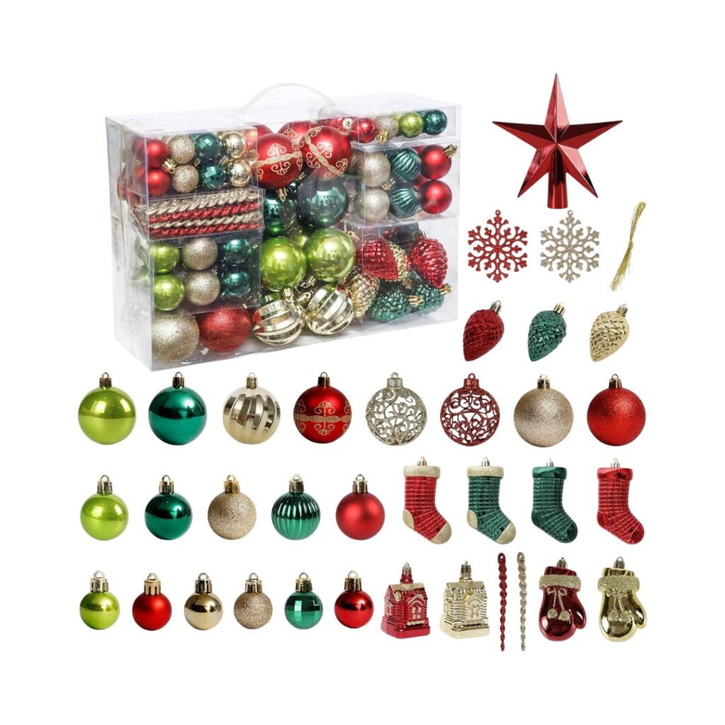 132-Piece Shatterproof Christmas Ornament Set