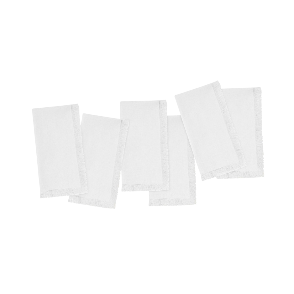 Ivory Cotton-Linen Fringe Napkins