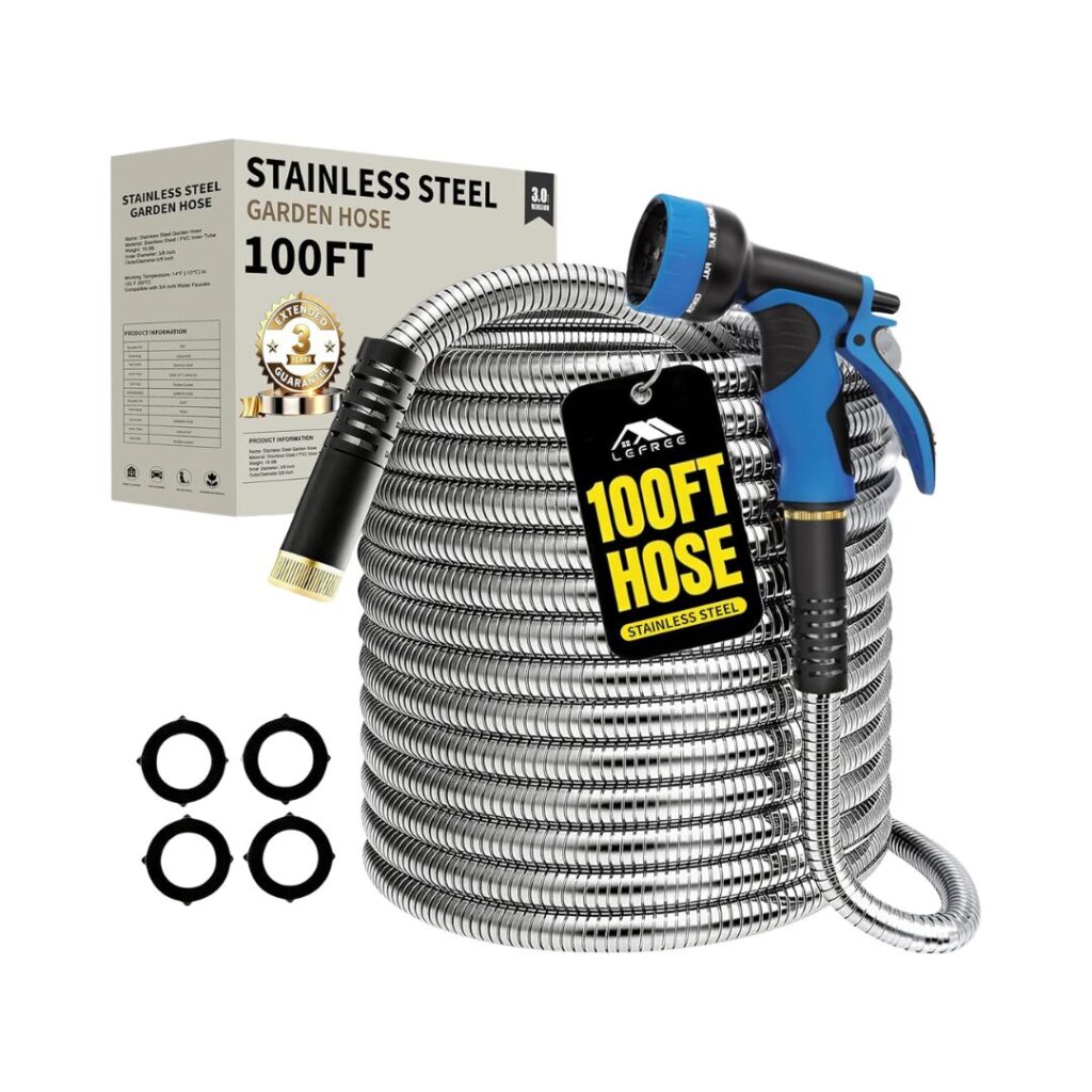 100-Foot Stainless Steel Flexible Garden Hose